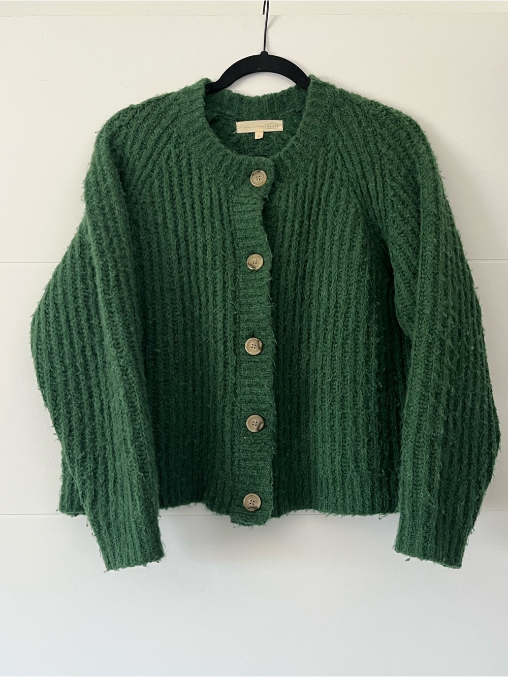 Cozy Forest Green Ribbed Button Cardigan